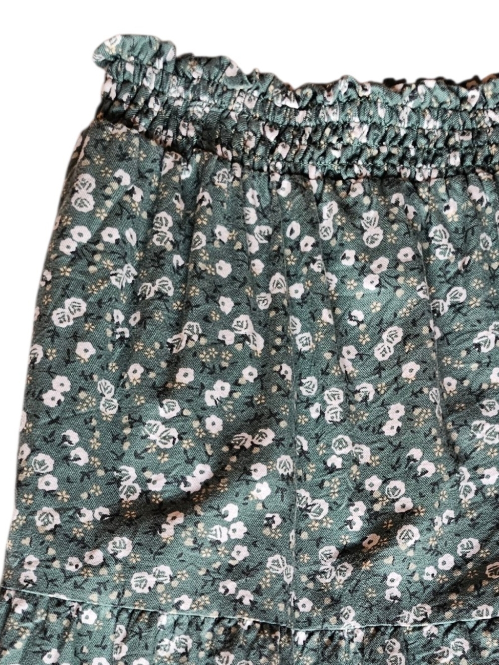 Universal Thread Green Floral Tiered Midi Skirt Cottagecore Prairie Boho Pockets - Picture 2 of 6